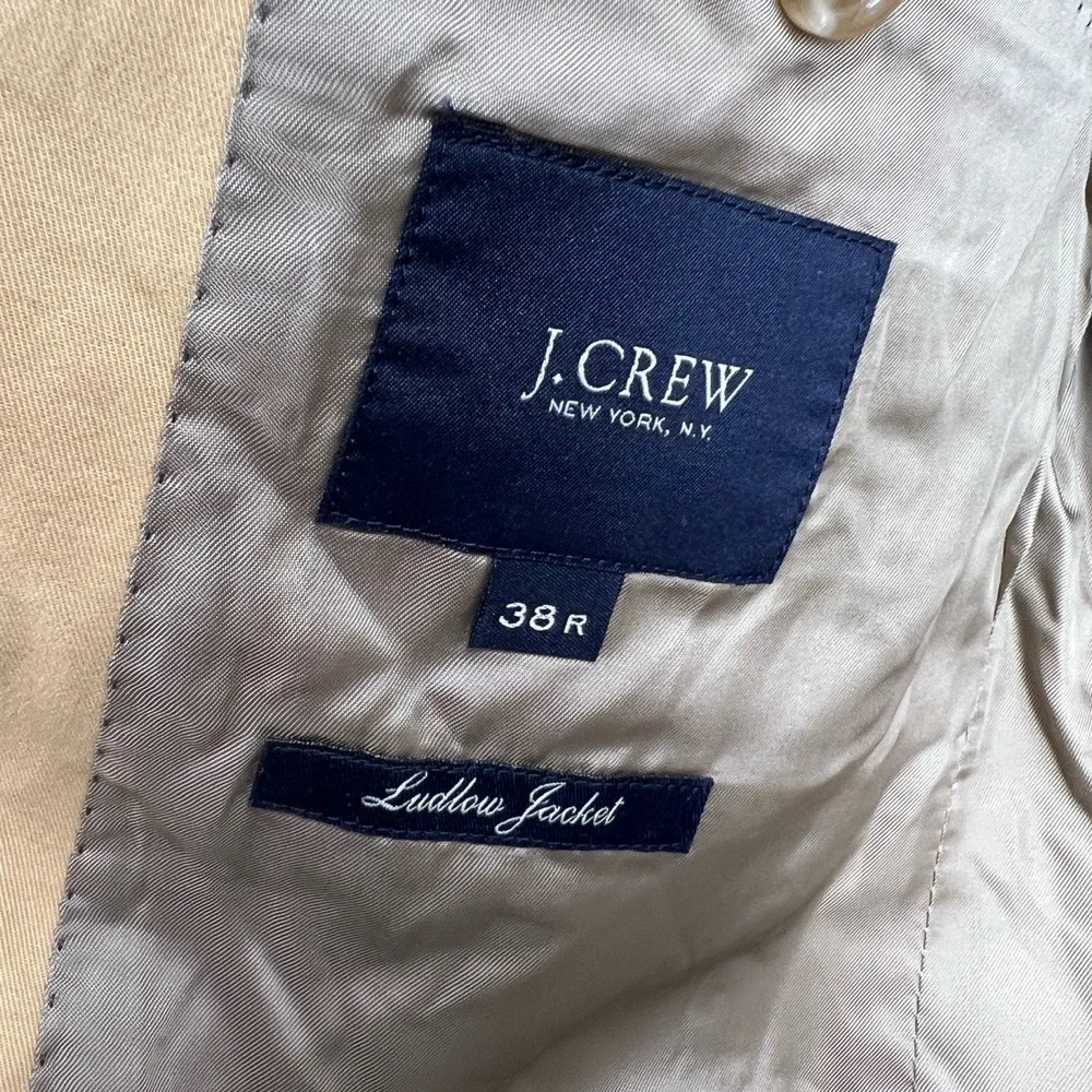 J.Crew Ludlow Blazer‎ Jacket Tan Two Button Notched Lapel Cotton Size 38R